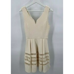 Anthropologie Size M Medium Annabella Sleeveless A Line Dress Knee Length Beige
